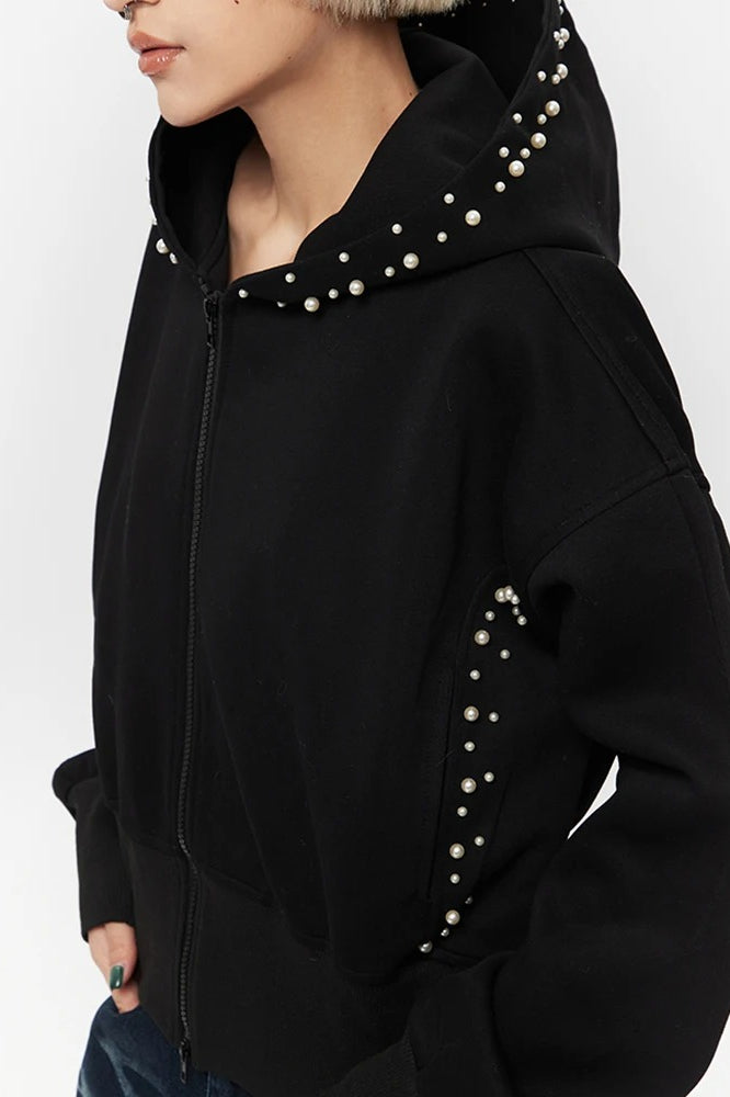 Pearl ZipUp Loose Hoodie