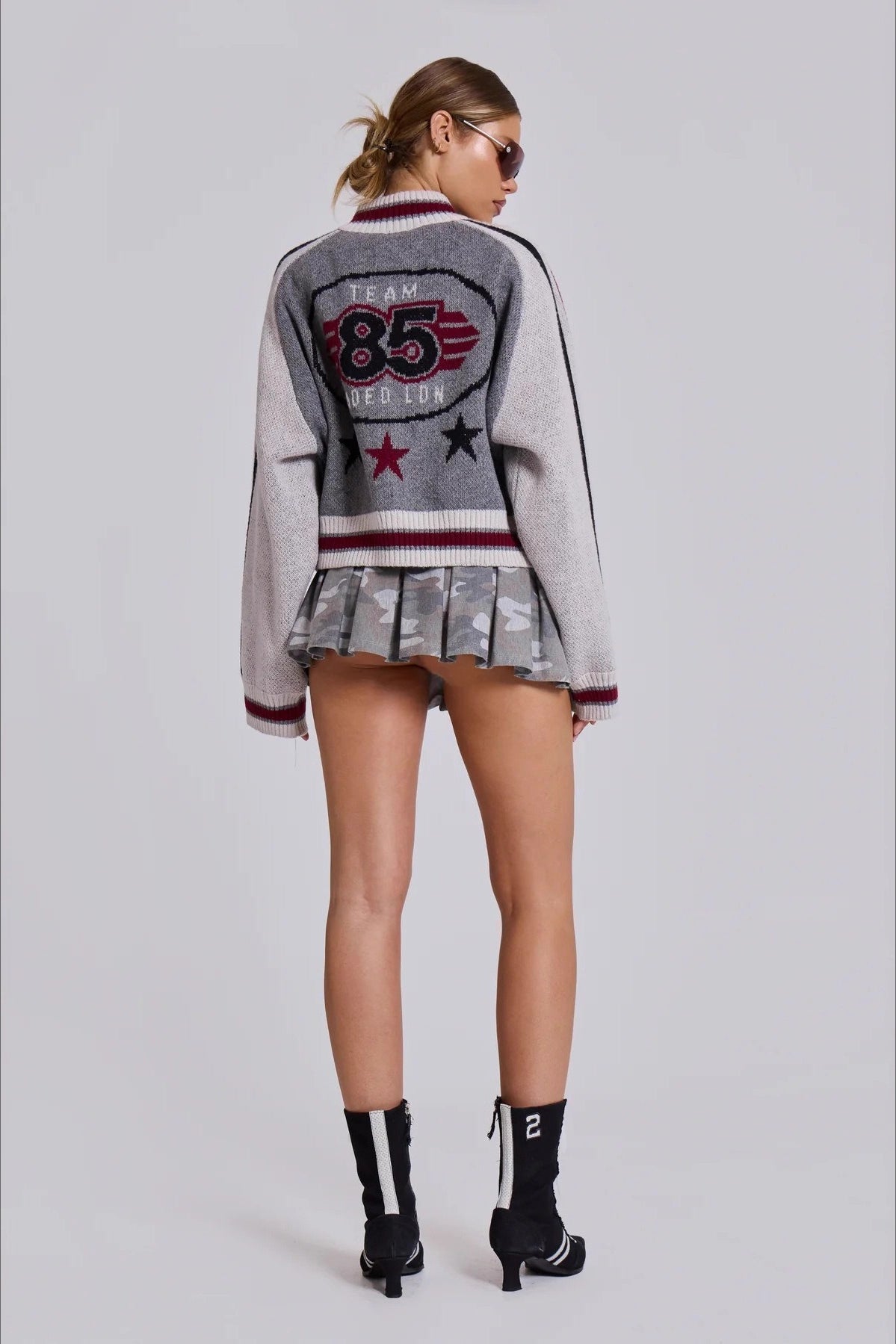 Retro Gothic Colorblock Zip-Up Knit Sweater