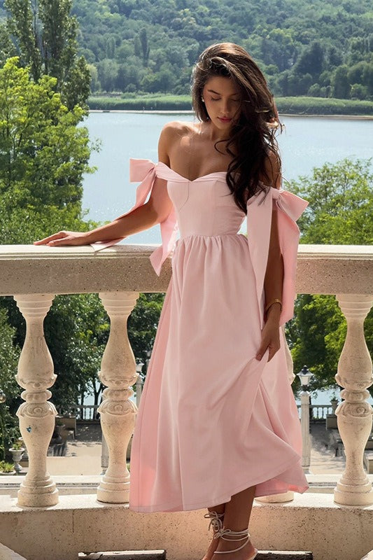 OffShoulder TieFront Maxi Party Dress