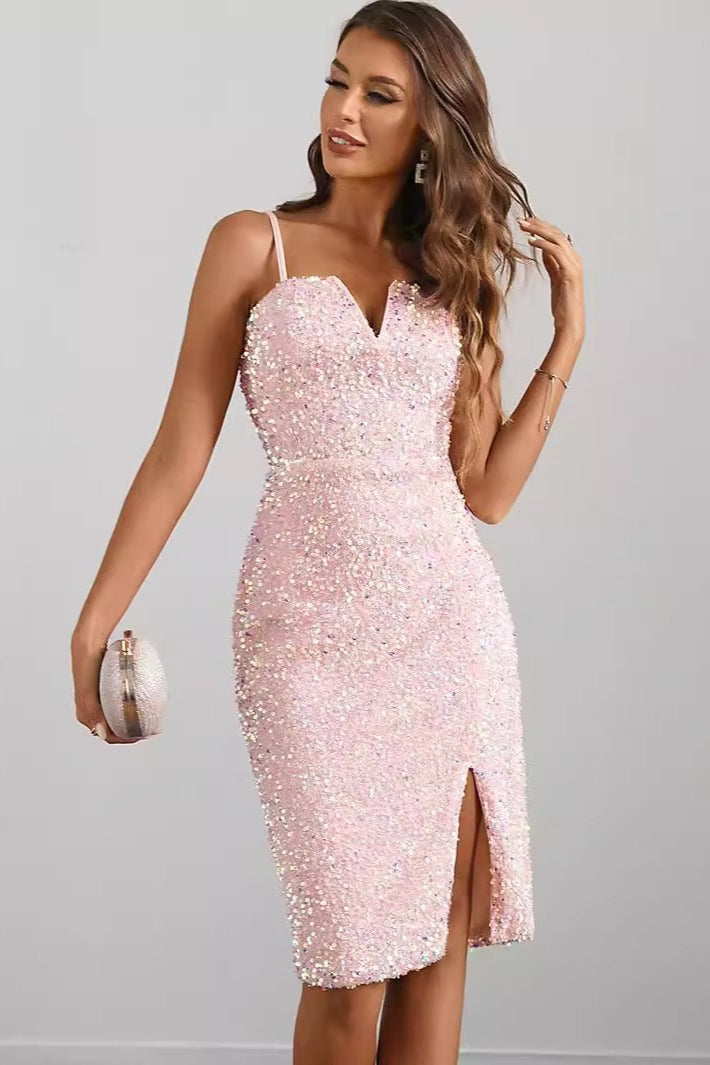 Sequin Spaghetti Strap Midi Dress 2