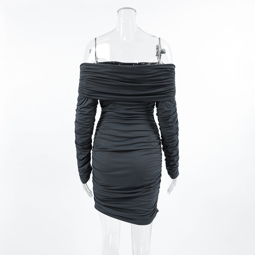 Glamor Off Shoulder Dress Grey