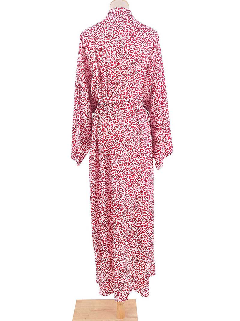 Open Front Abstract Print Belted Long Kimono Robe 8