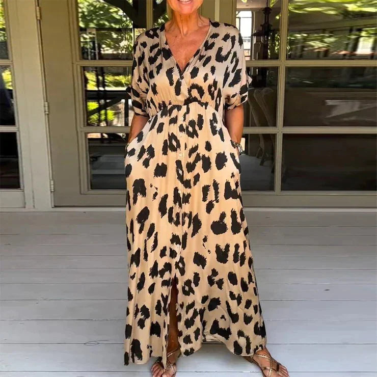 Guiomar Leopard Maxi Dress for Women Sophisticated Look