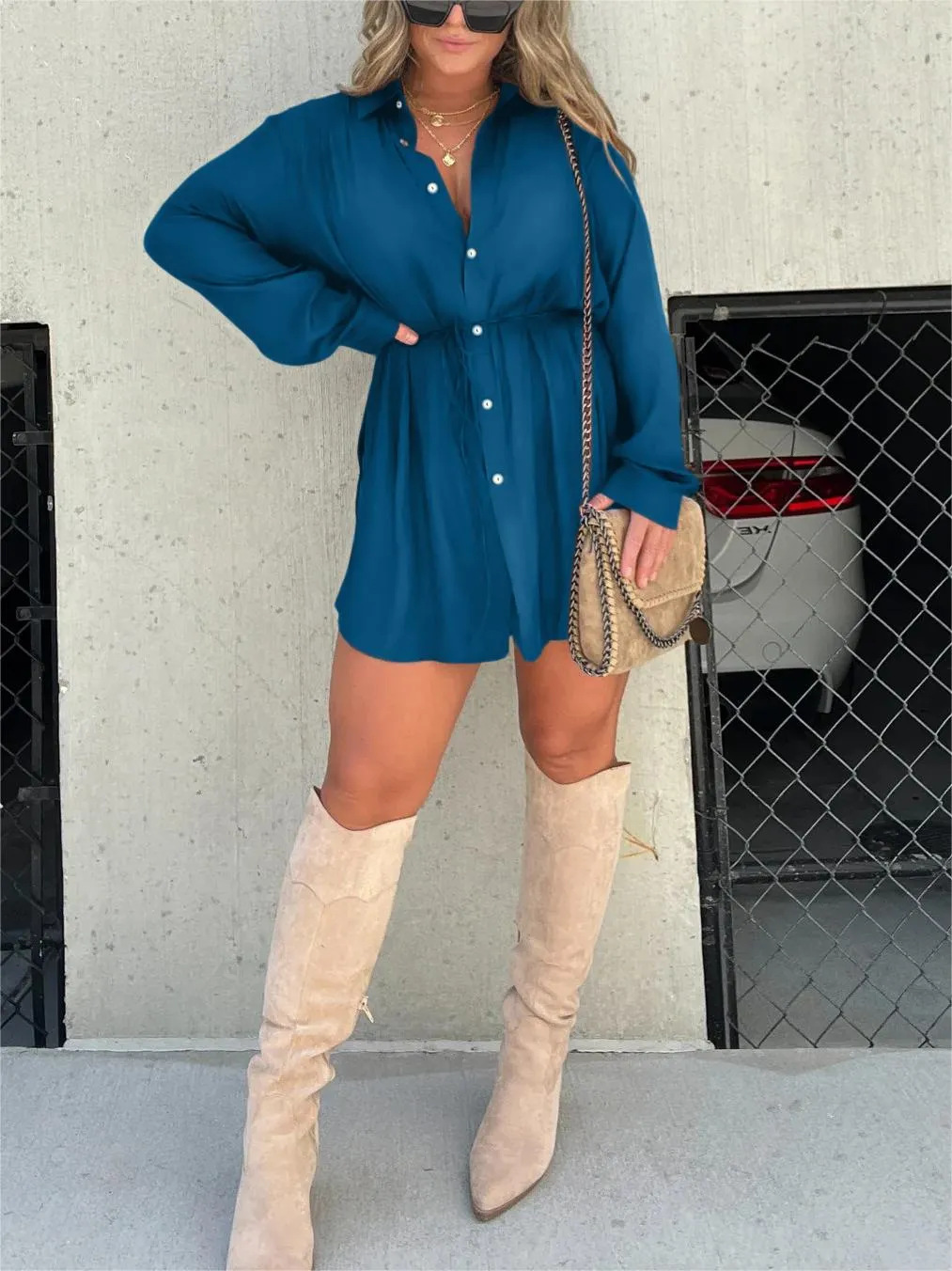 Belén Stylish Satin Overall Mini Dress for Women Classy Everyday Look
