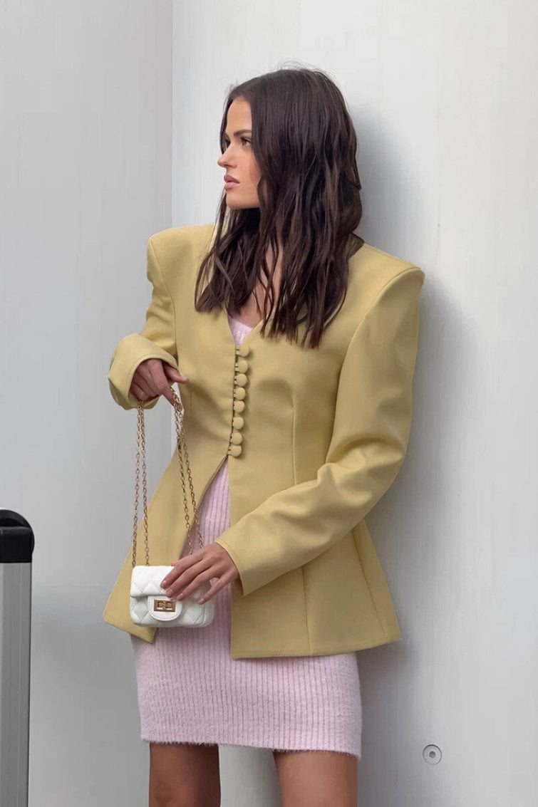 Slim Fit V Neck Blazer Coat