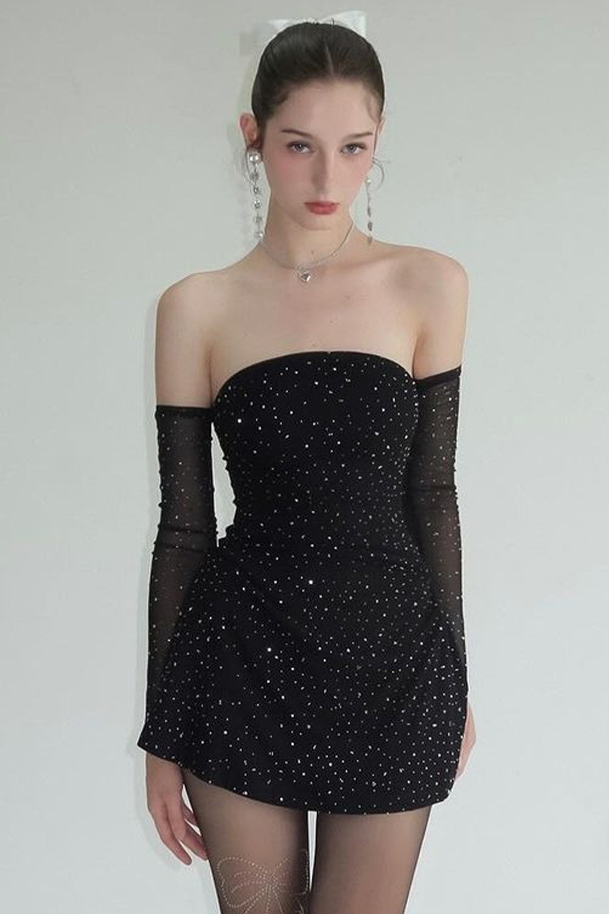 Stretch Shiny OffShoulder Birthday Dress