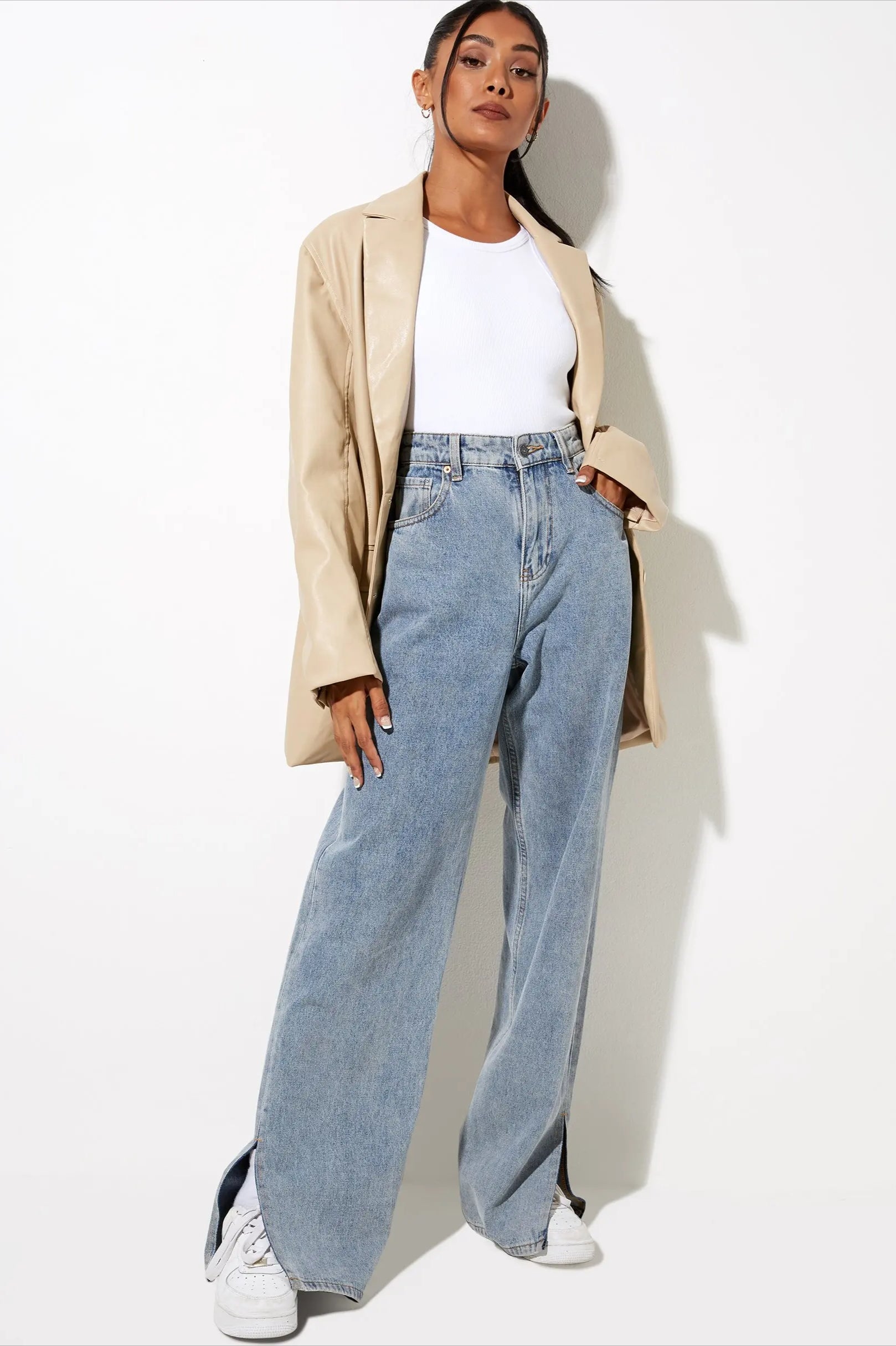SingleBreasted PU Blazer