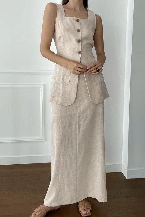 Sleeveless Vest Skirt Elegant Two Piece Work Set