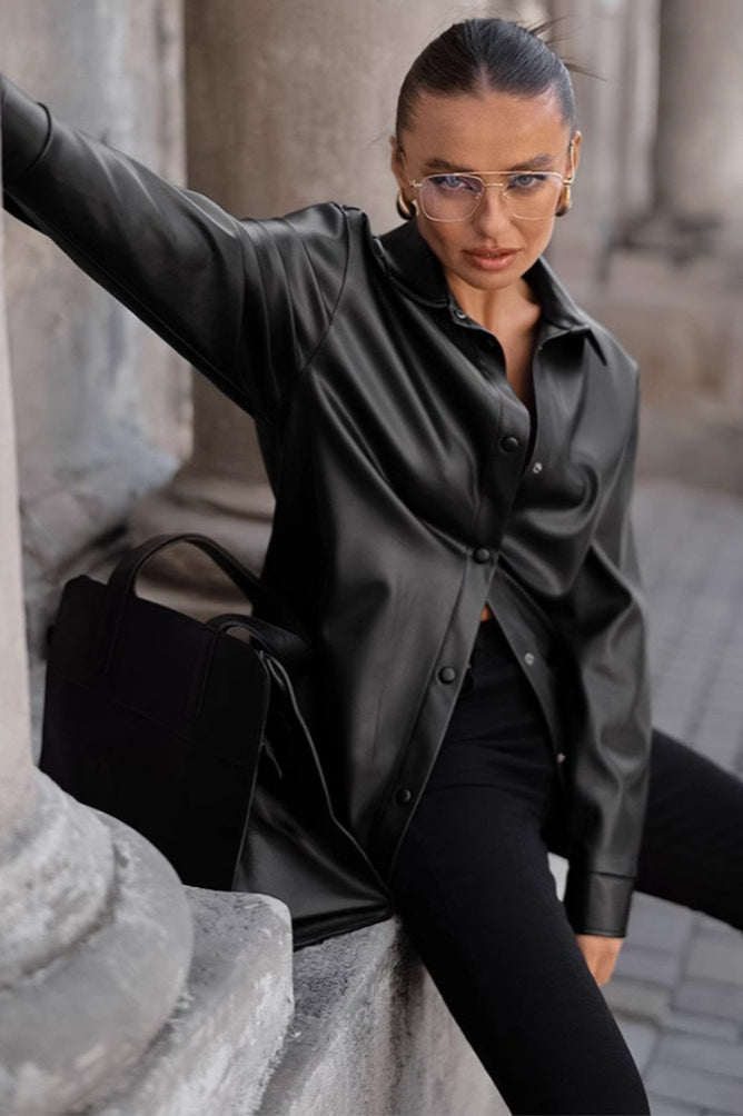 Fleece Lined PU Moto Jacket
