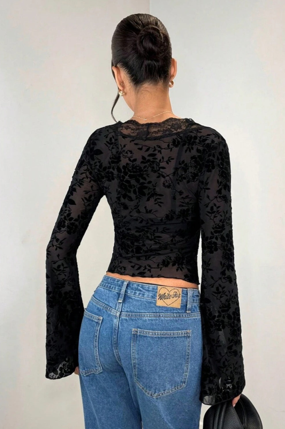 Leopard Print Lace-Paneled Sexy Blouse