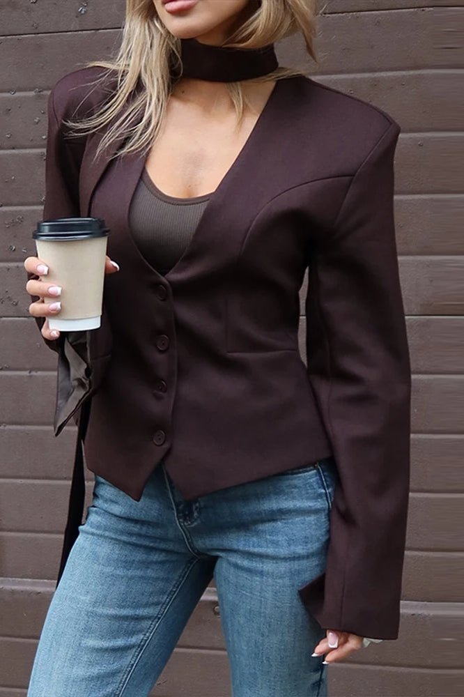 Slit VNeck Slim Fit Blazer