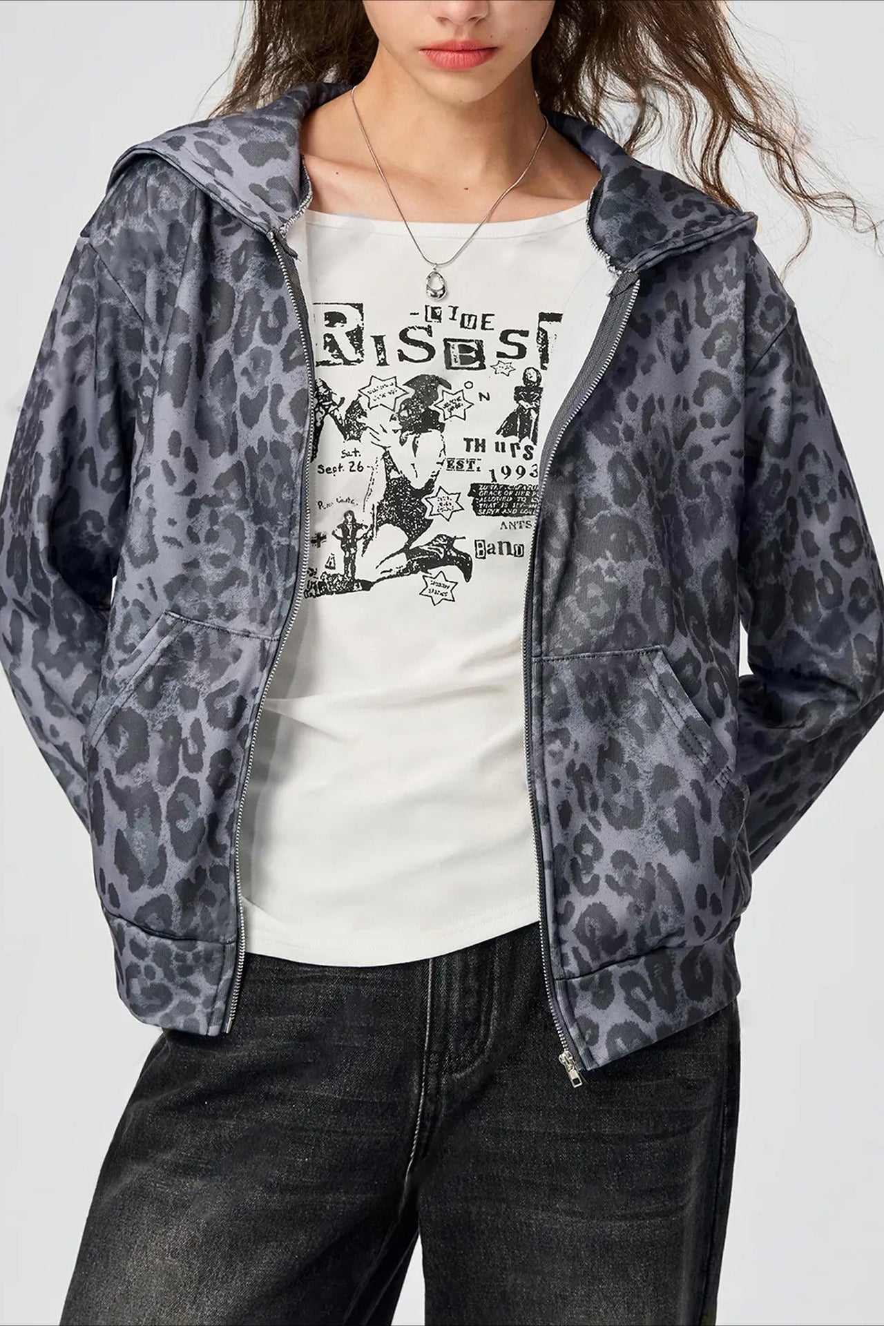 Solid Backless Mesh Zip Hoodie