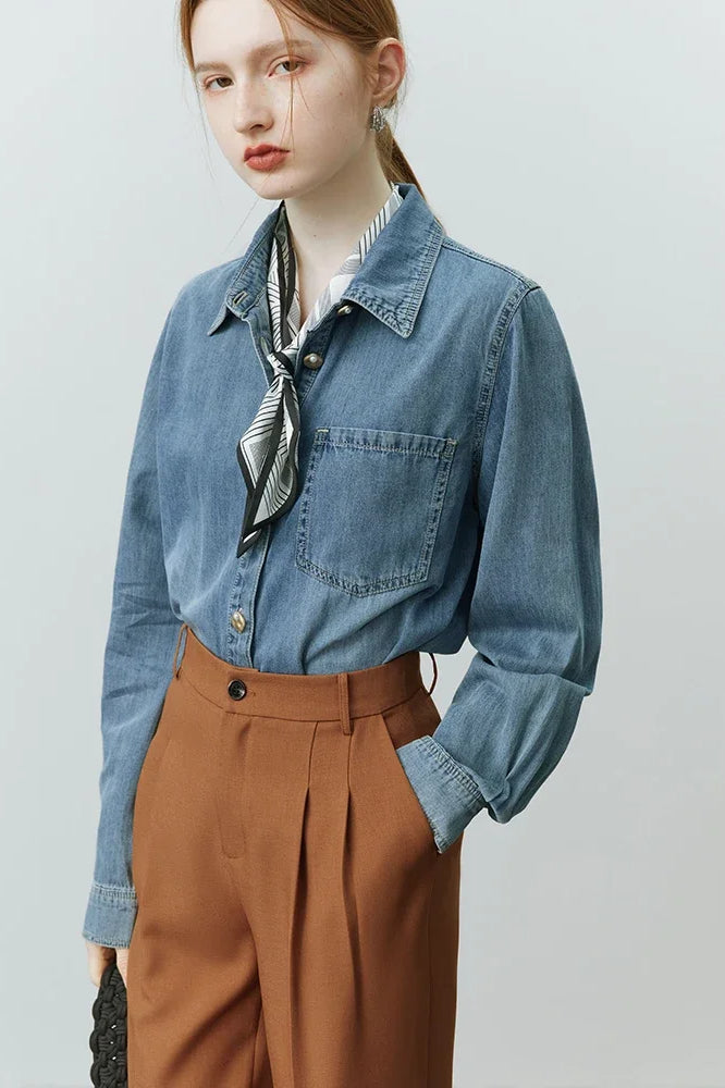 Soft Denim Casual VNeck Jacket