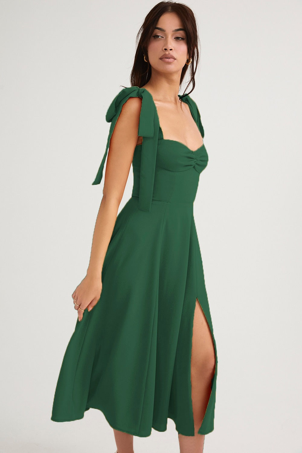 Open Back Bow Tie Evening Slip Dress
