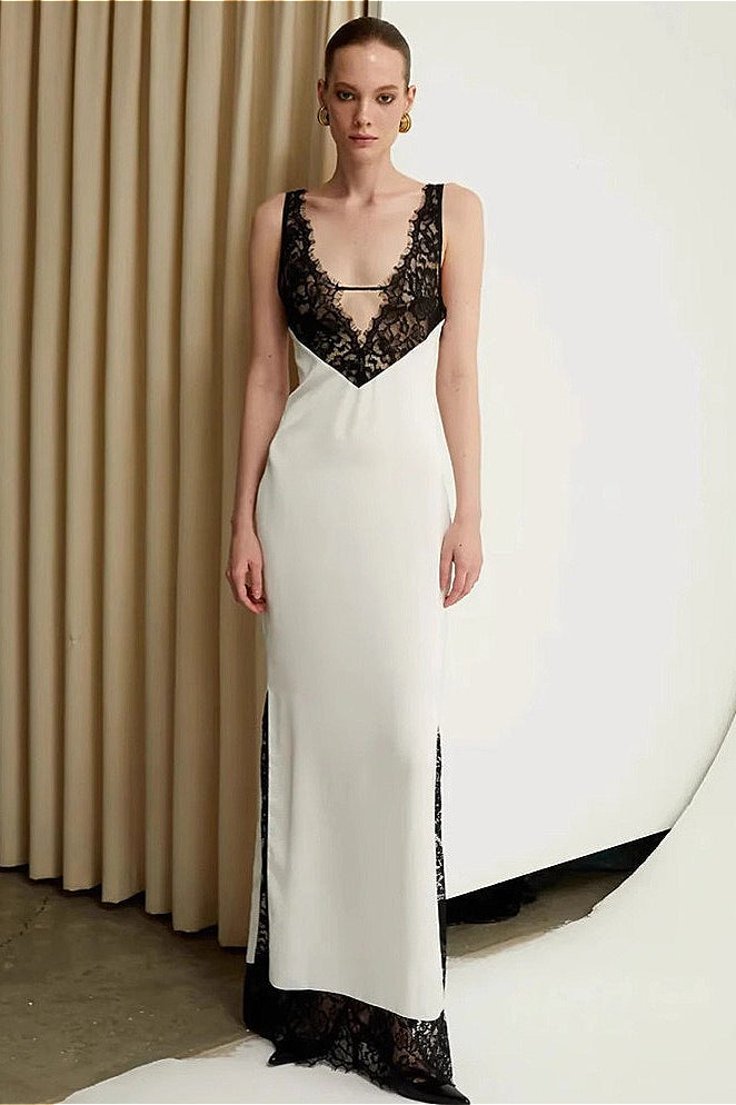 Lace Bandage V-Neck Sleeveless Party Dress