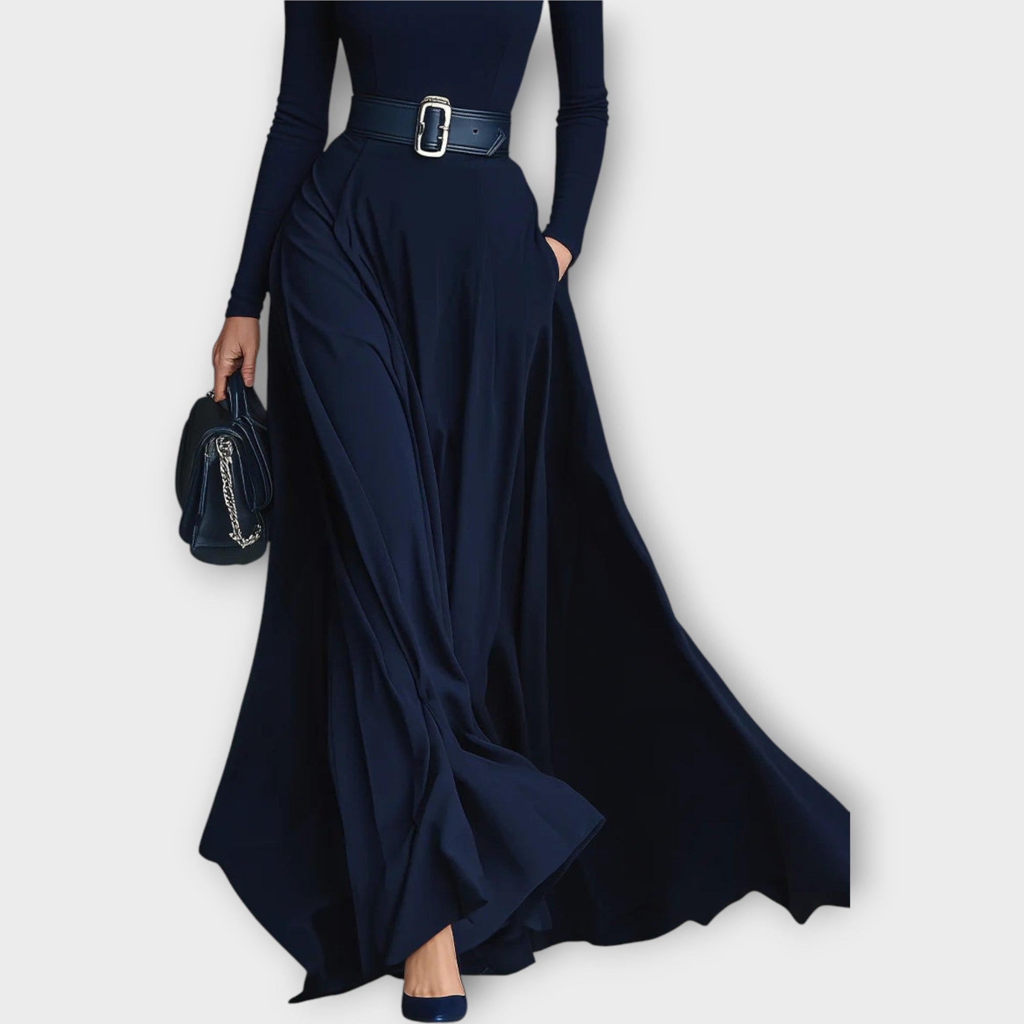 Celina | Belted High Neck Dress