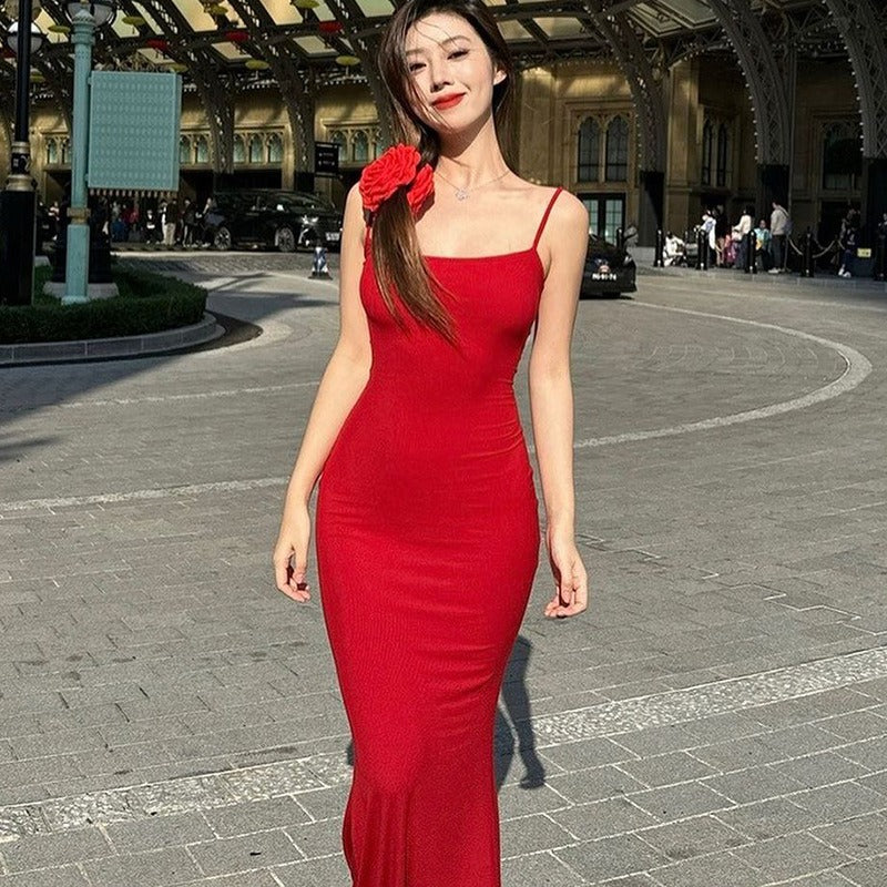Casual Sleeveless High Waisted Slim Fit Camisole Long Dress