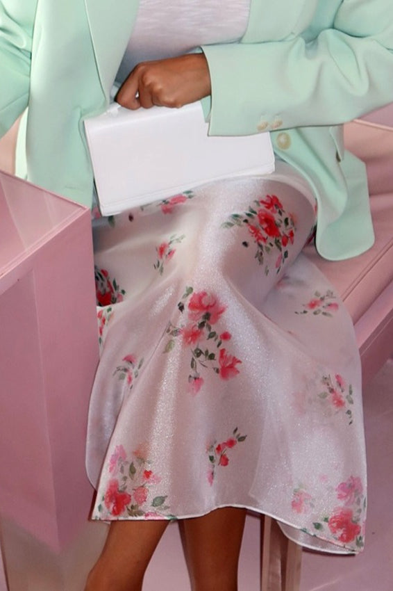 High-Waist Floral Straight Skirt