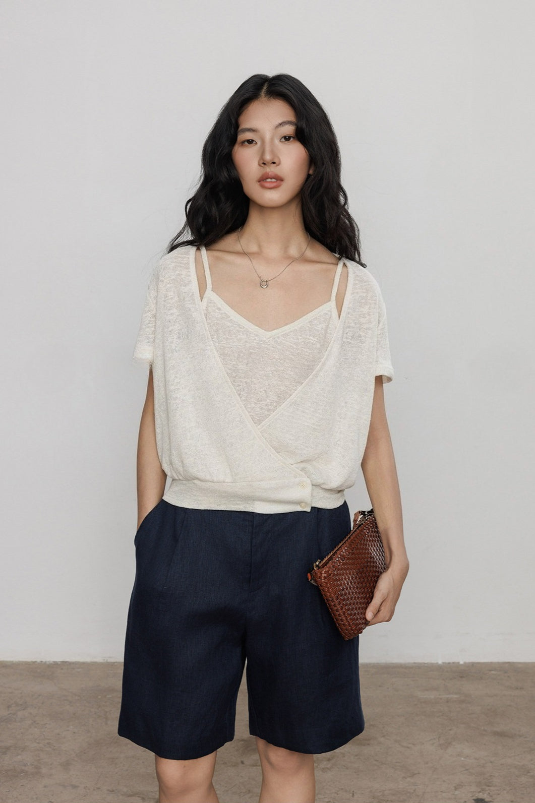 Linen High Waist Casual Shorts Pants