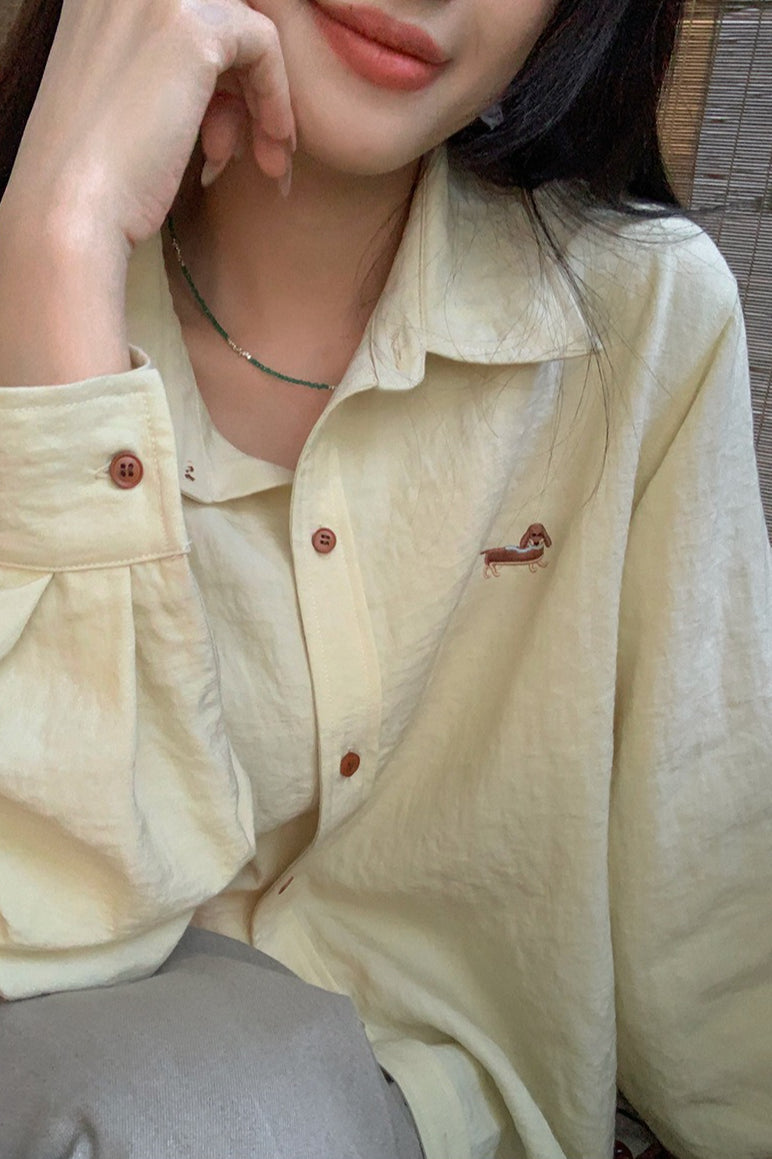 Linen Blend Embroidered Blouse