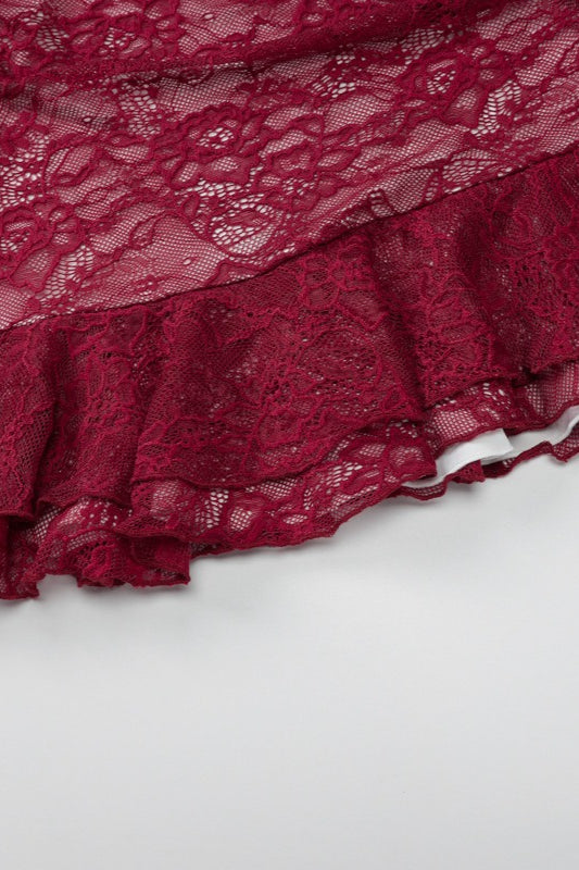 Lace Bustier Ruffle Hem Dress 11