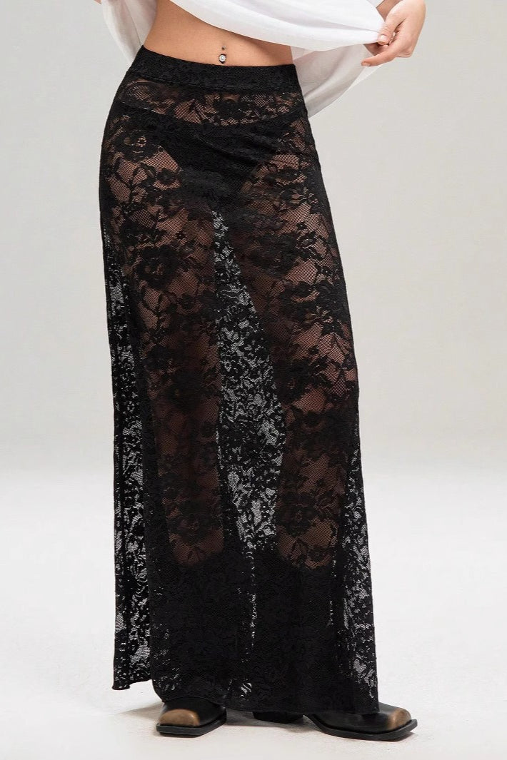 High-Waist Lace Bodycon Skirt
