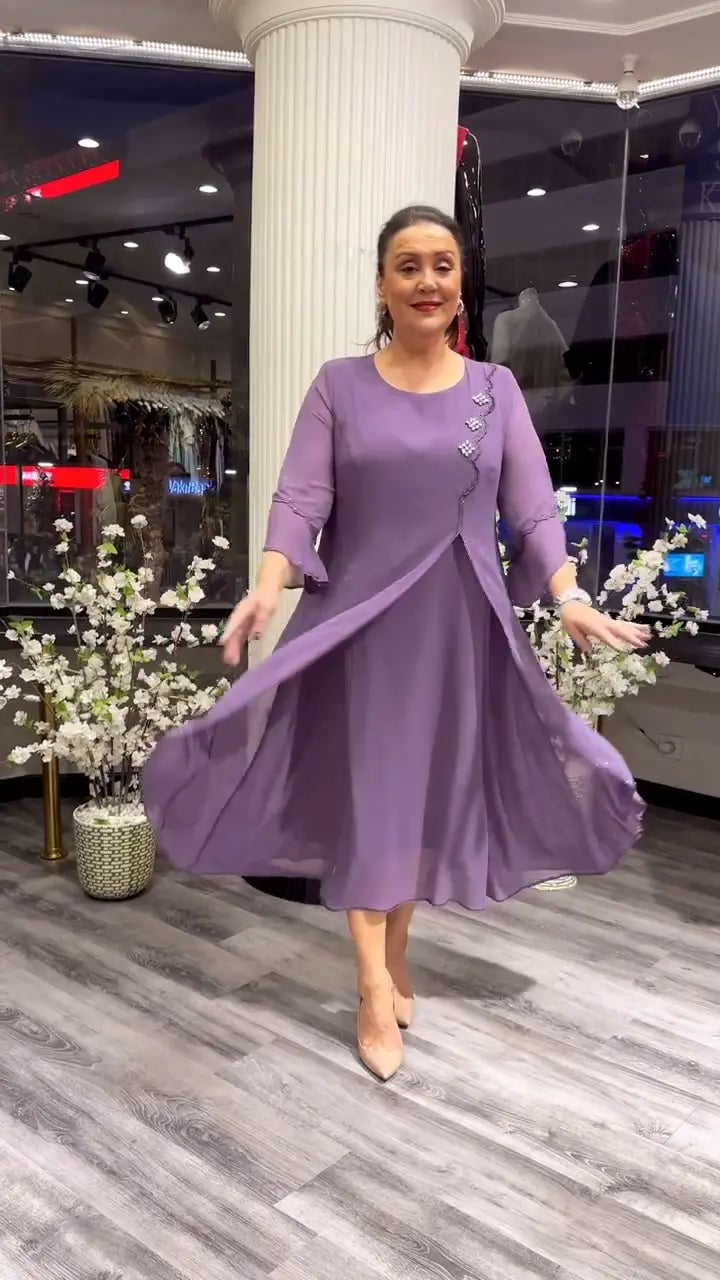 chiffon solid color loose dress