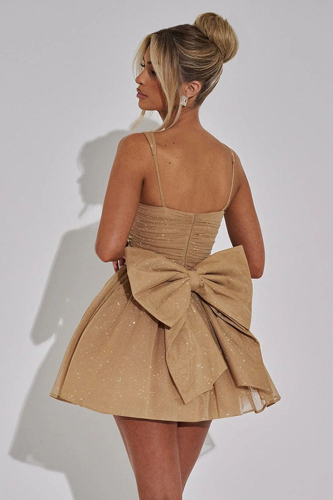 Satin Bow A-Line Mini Dress 7