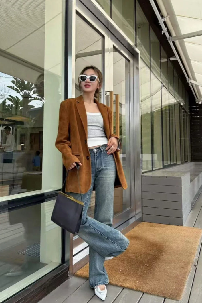 Suede TwoButton Casual Blazer