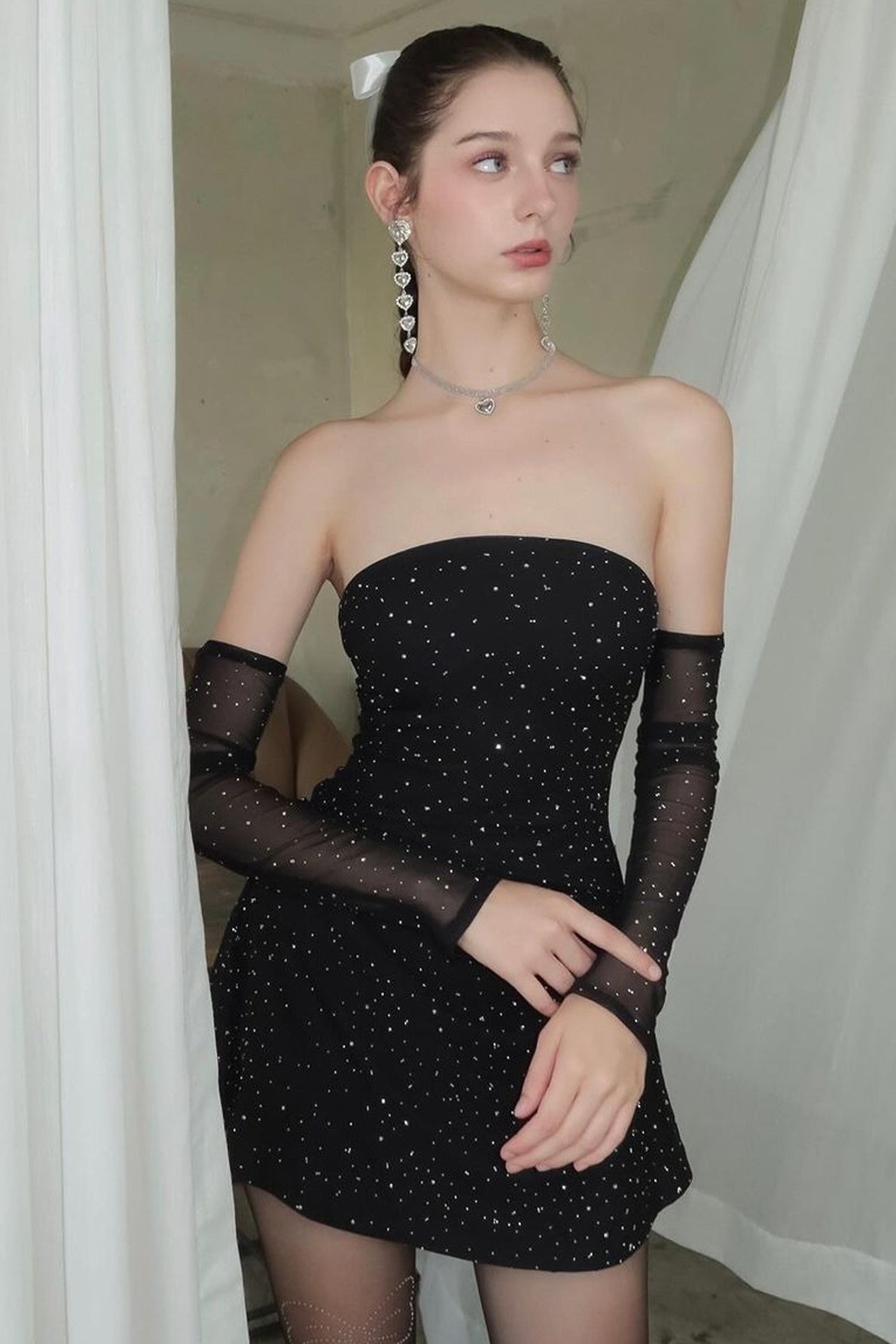 Stretch Shiny OffShoulder Birthday Dress