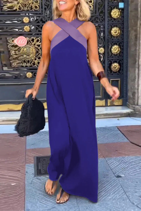 cross backless sleeveless dress