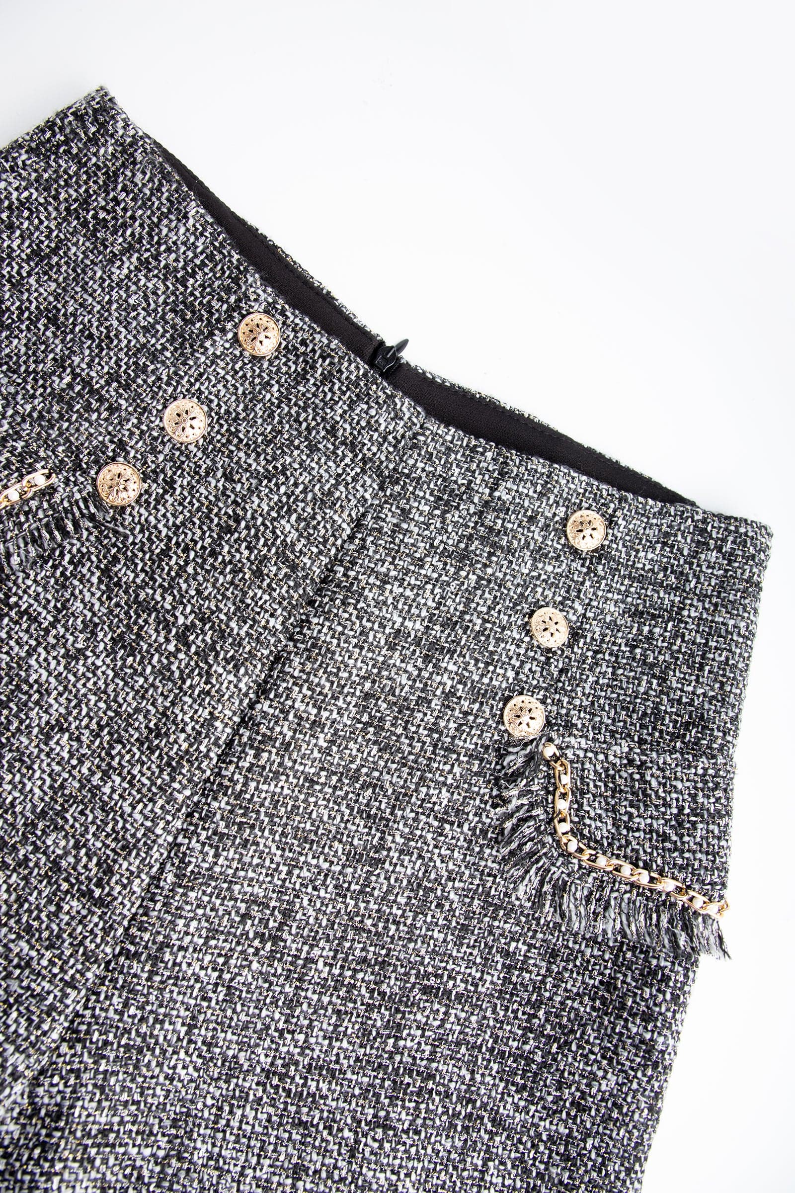 Dim Grey Button Decor A-Line Shorts