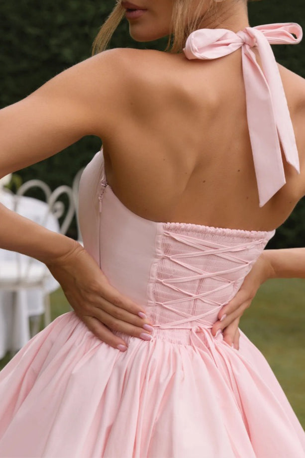 Halter Tie Bow Puffy Tulle Hem Mini Dress 4