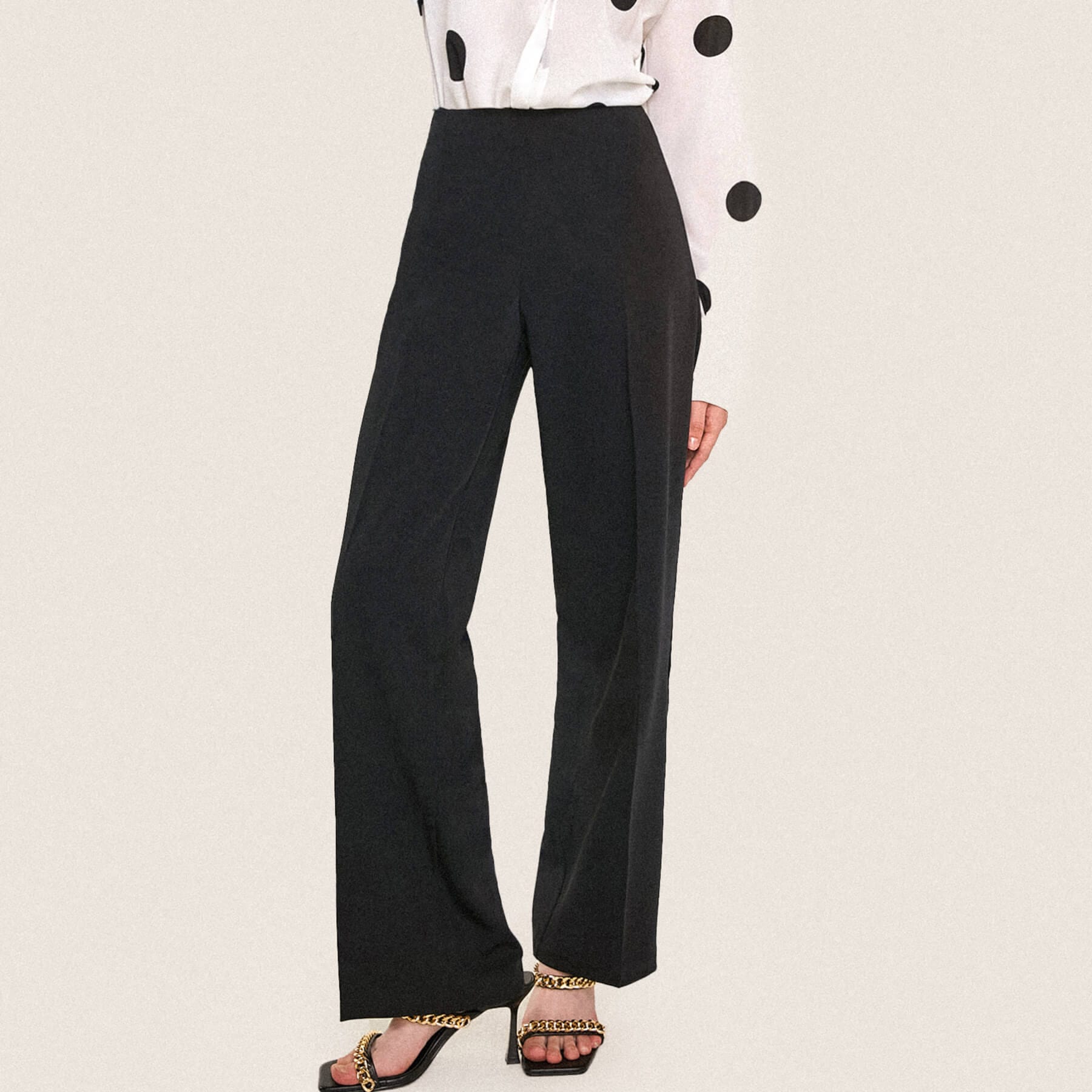 Black Tie Waist Straight Leg Pants