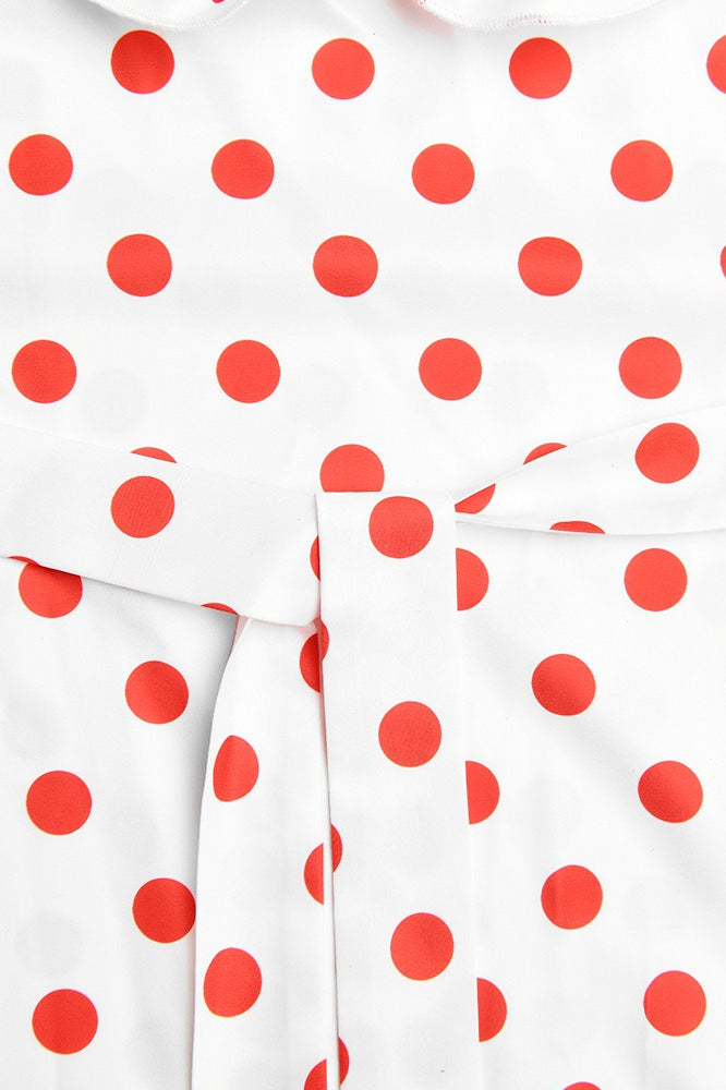 White Polka Dot Cami A-Line Ruffled Maxi Dress 5