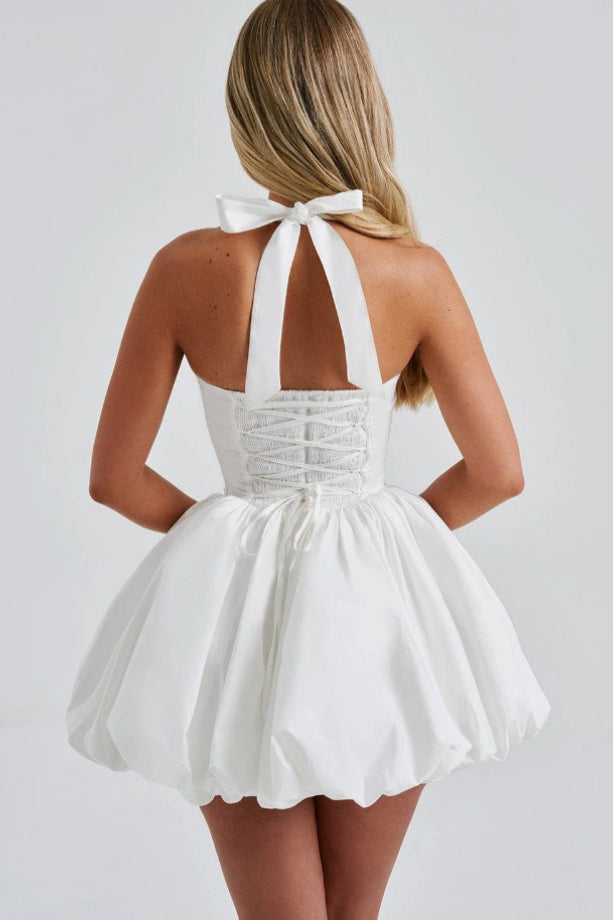 Halter Tie Bow Puffy Tulle Hem Mini Dress 21