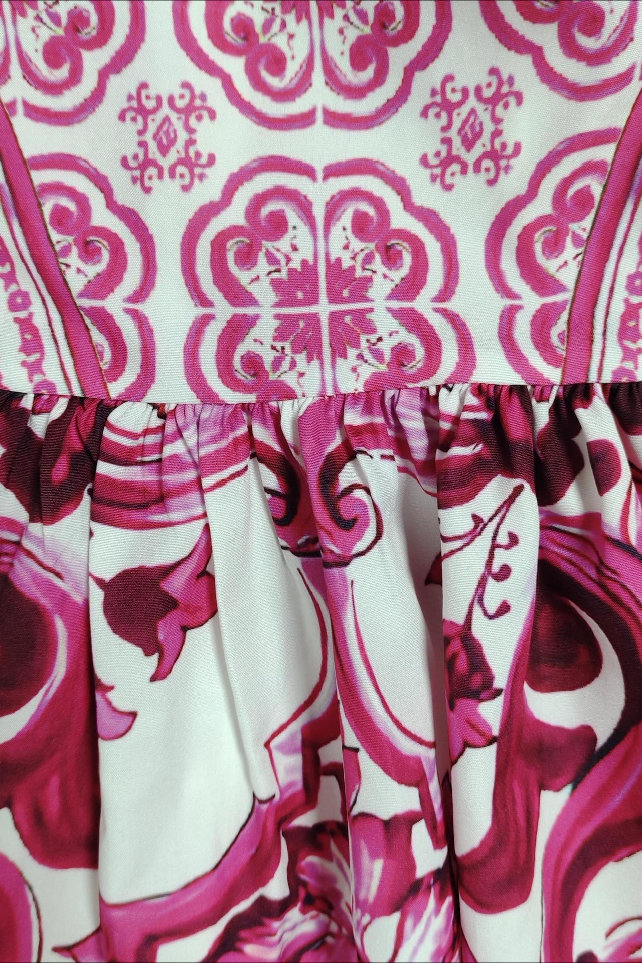 Wide Strap Sweetheart Baroque Print Tiered Ruffle Maxi Dress 11