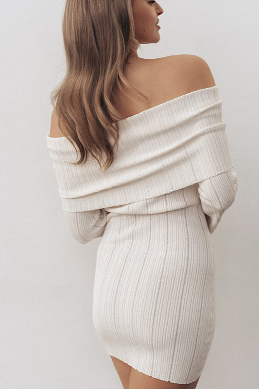 OffShoulder LongSleeve Bodycon Mini Sweater Dress