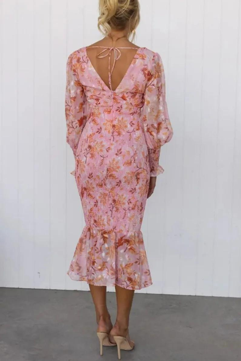 Jacinta Premium Floral Print Midi Dress Statement Occasion Edit