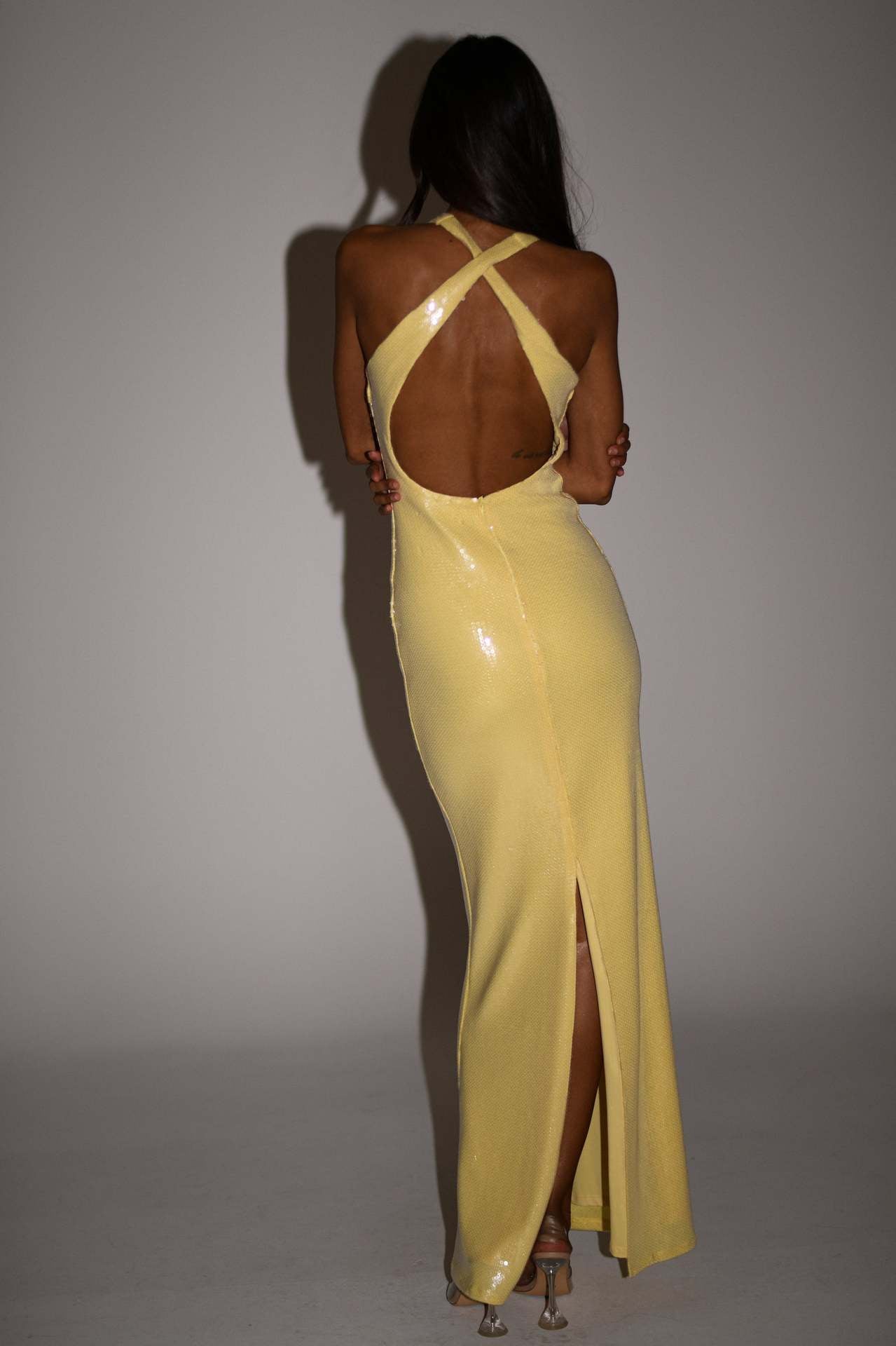 Hexed Bodycon Dress Yellow