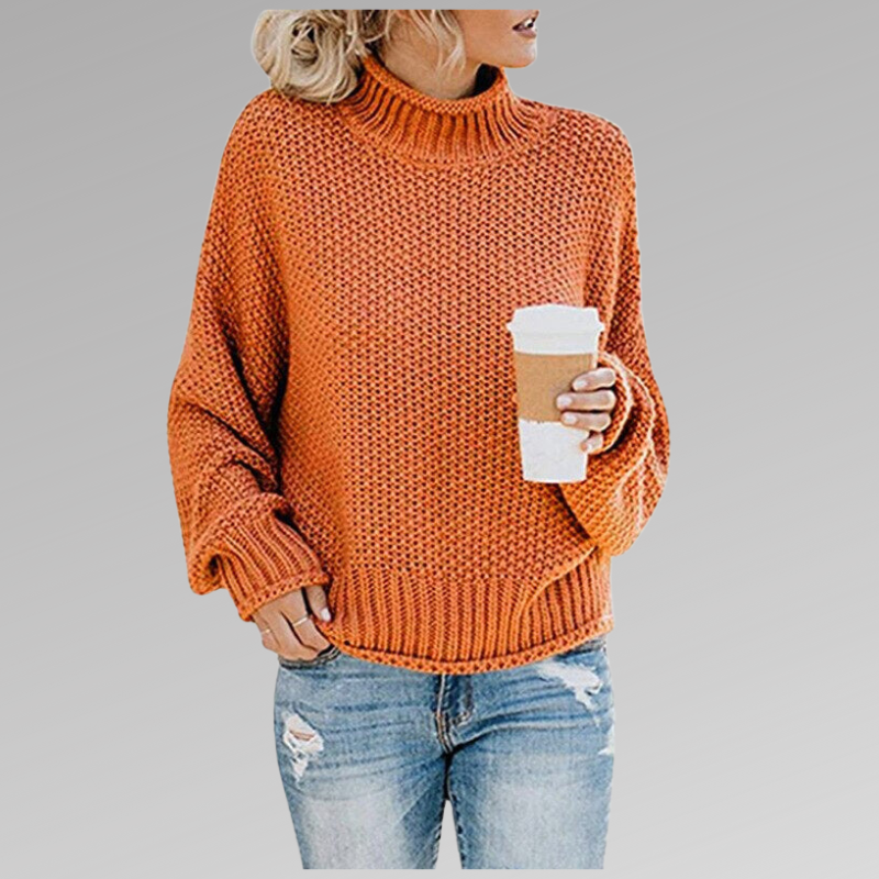 Turtleneck Chunky Knit Drop Shoulder Oversized Sweater