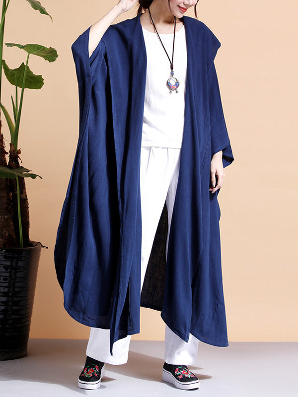 Batwing Sleeve Open Front Loose Long Cape Coat 3