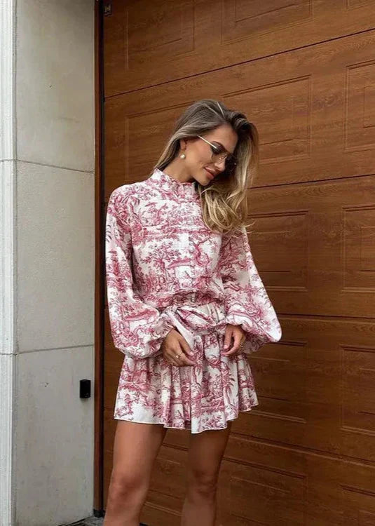 Vintage-InspiRed Puff Sleeve A-Line Mini Dress