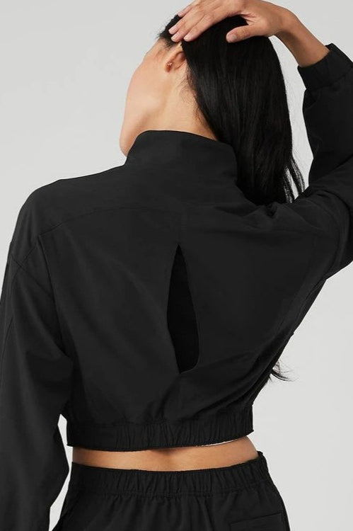 Active Zip Breathable Crop Bomber Jacket