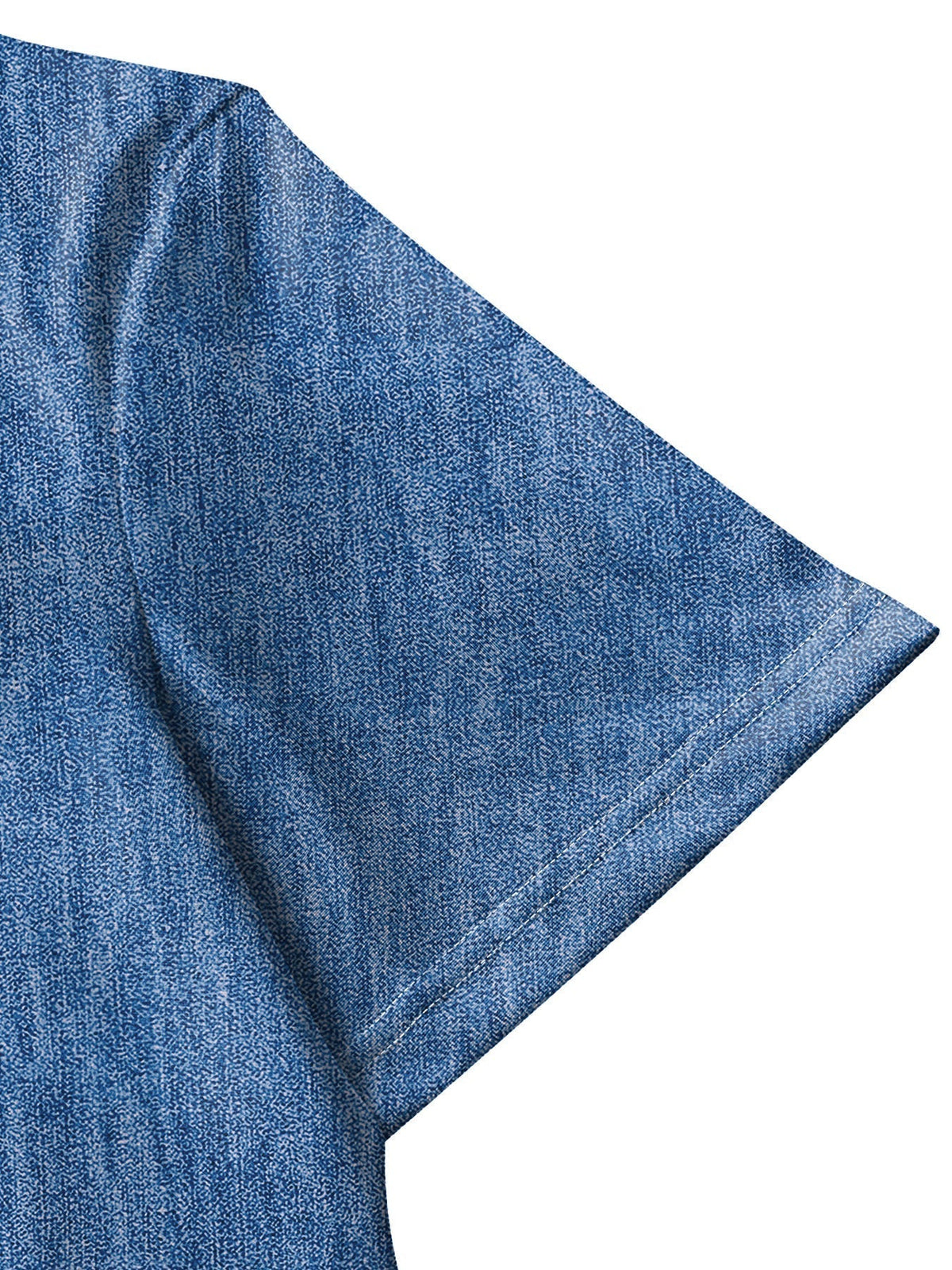 Blue V-Neck Button Front Denim Short Sleeve Side Slit Maxi Dress 9