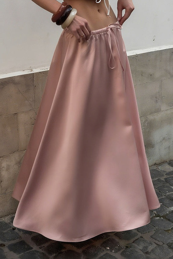 Loose A-Line Satin Skirt
