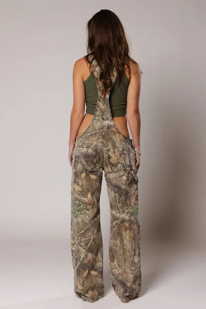 Street Style Low-Rise Suspender Wide-Leg Jeans