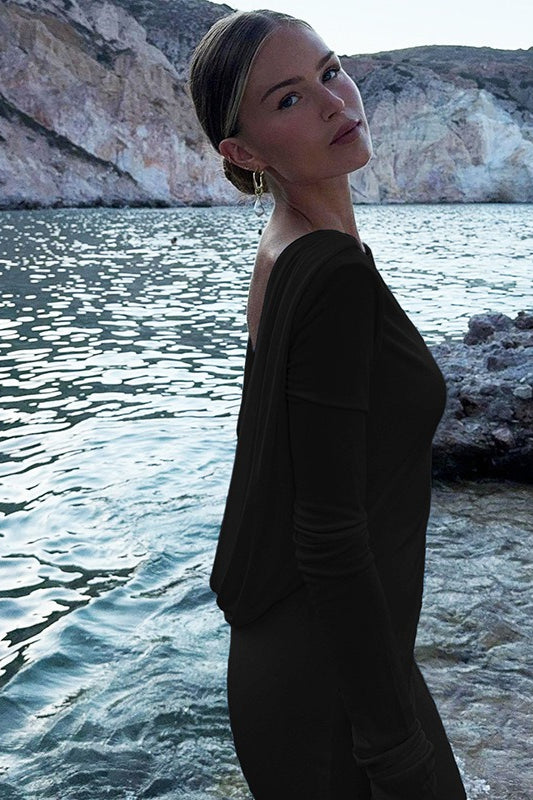 High-End Long Sleeve Backless Slim Party Dress