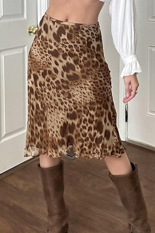 American Retro Leopard Print ALine Skirt