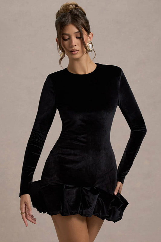 Velvet Crew Neck Ruched Midi Dress 5